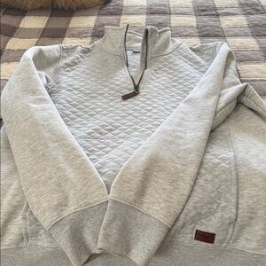 L.L. Bean Light Gray Quilted Pullover